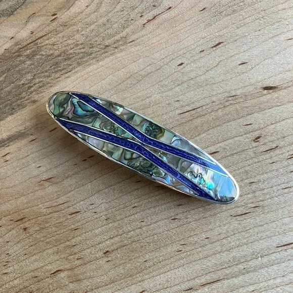 Beautiful Vintage Alpaca Silver Mexico Geometric Hair Barrett - Picture 1 of 7